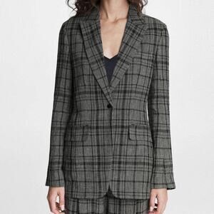 Rag & Bone NWOT Disney Cruella Linen Blend Blazer Size 4 Gray Plaid Slim Fit